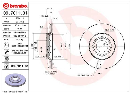 BREMBO 09.7011.31 Brake Disc