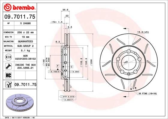 BREMBO 09.7011.75 Brake Disc