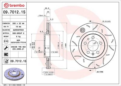 Brake Disc BREMBO 09.7012.1S
