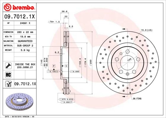 BREMBO 09.7012.1X Brake Disc