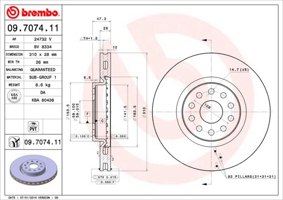 BREMBO 09.7074.11 Brake Disc