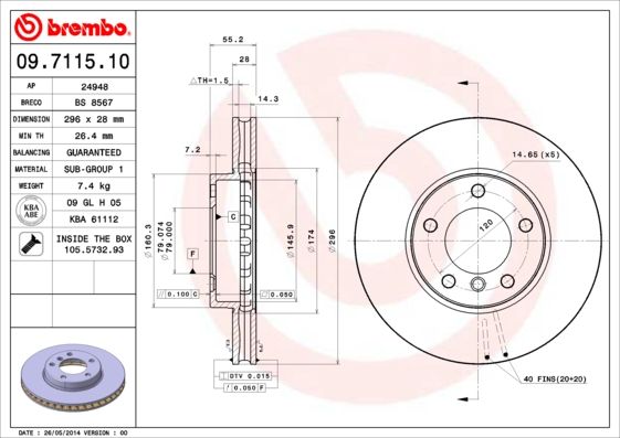 BREMBO 09.7115.10 Brake Disc
