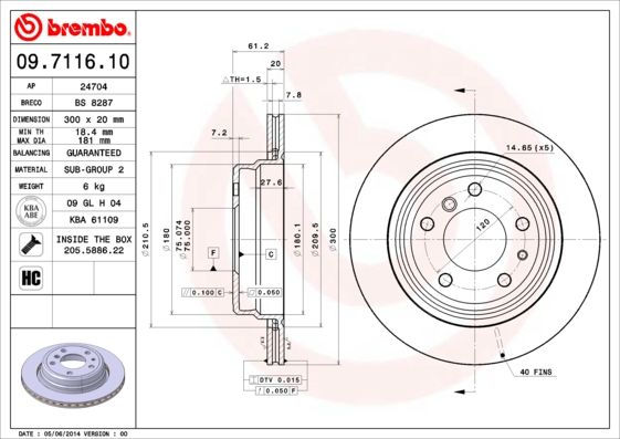 BREMBO 09.7116.10 Brake Disc