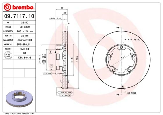 BREMBO 09.7117.10 Brake Disc