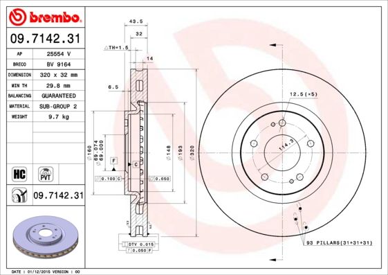 BREMBO 09.7142.31 Brake Disc