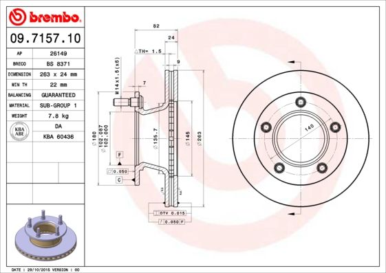 BREMBO 09.7157.10 Brake Disc