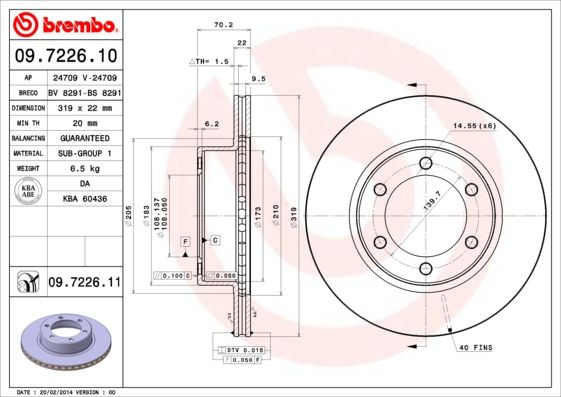 BREMBO 09.7226.10 Brake Disc