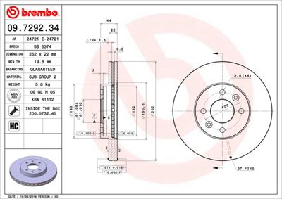 Brake Disc BREMBO 09.7292.34