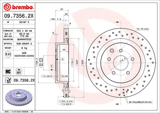 BREMBO 09.7356.2X Brake Disc