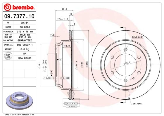BREMBO 09.7377.10 Brake Disc