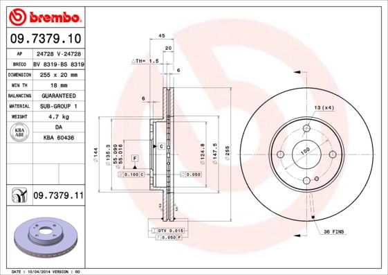 BREMBO 09.7379.11 Brake Disc