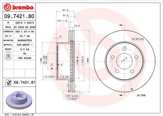 BREMBO 09.7421.80 Brake Disc