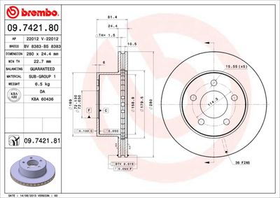 Brake Disc BREMBO 09.7421.81