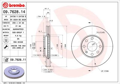 Brake Disc BREMBO 09.7628.14