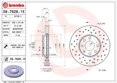 Brake Disc BREMBO 09.7628.1X