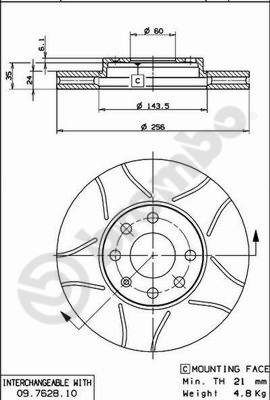 Brake Disc BREMBO 09.7628.75