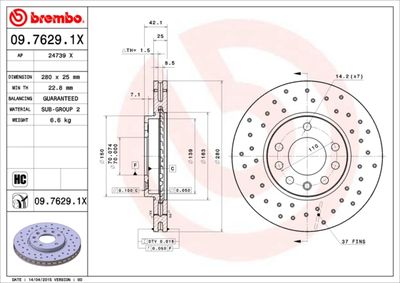 Brake Disc BREMBO 09.7629.1X