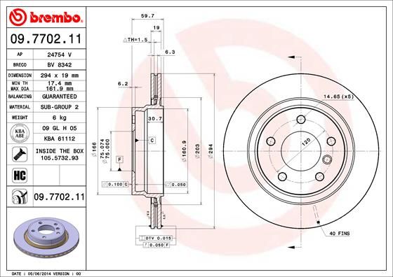BREMBO 09.7702.11 Brake Disc