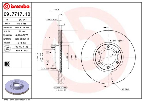 BREMBO 09.7717.10 Brake Disc