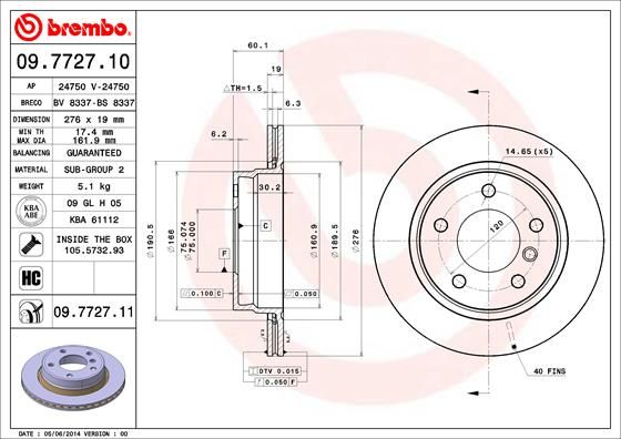 BREMBO 09.7727.10 Brake Disc