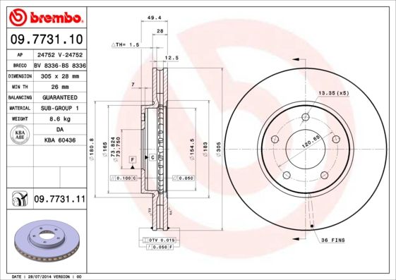 BREMBO 09.7731.11 Brake Disc