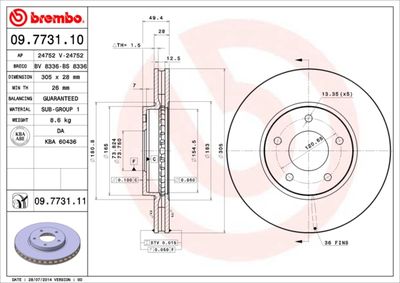 Brake Disc BREMBO 09.7731.11