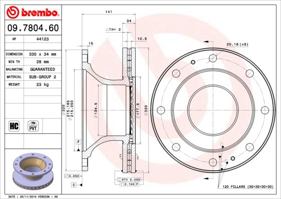 BREMBO 09.7804.60 Brake Disc
