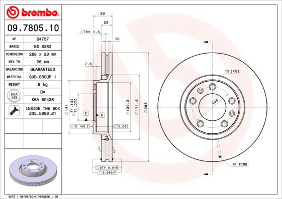 BREMBO 09.7805.10 Brake Disc
