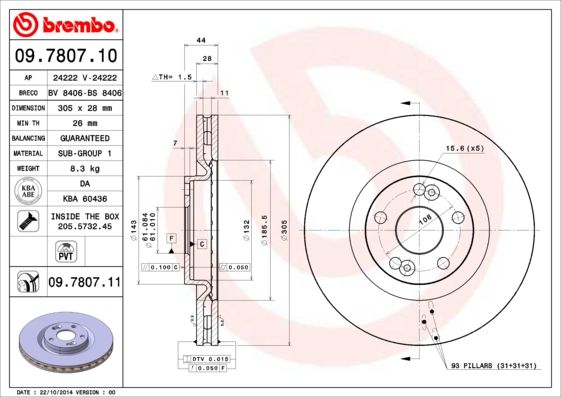 BREMBO 09.7807.11 Brake Disc