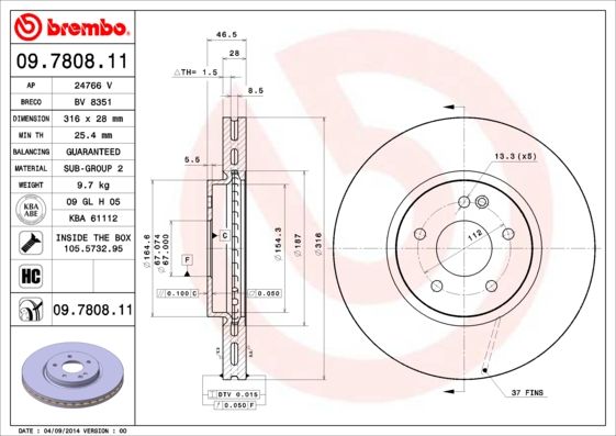 BREMBO 09.7808.11 Brake Disc