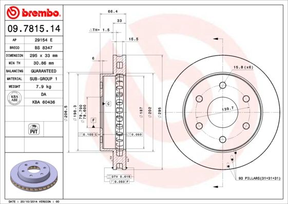 BREMBO 09.7815.14 Brake Disc