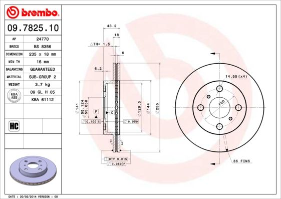 BREMBO 09.7825.10 Brake Disc