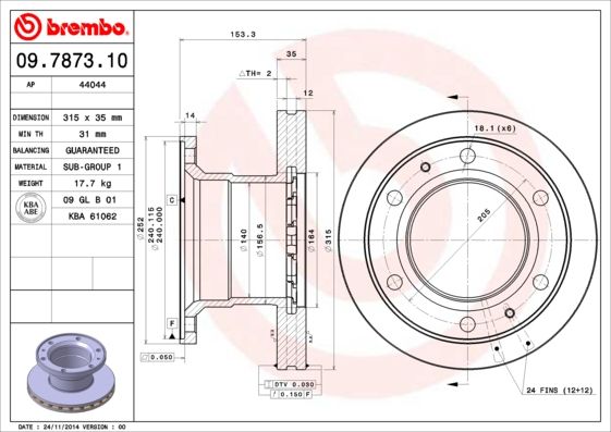 BREMBO 09.7873.10 Brake Disc
