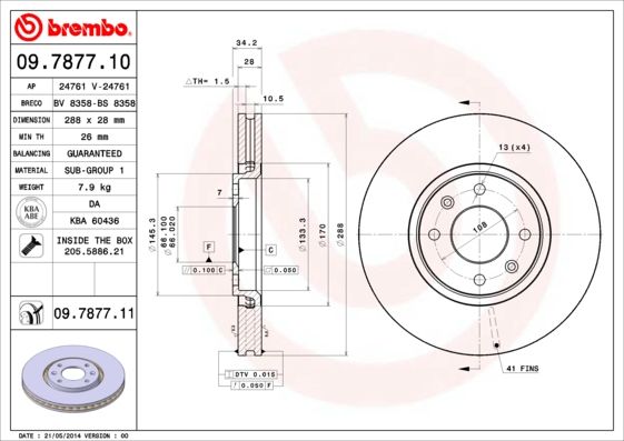 BREMBO 09.7877.11 Brake Disc