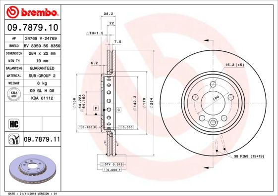 BREMBO 09.7879.11 Brake Disc