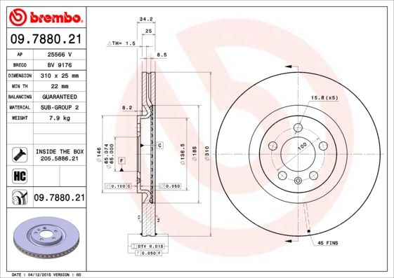BREMBO 09.7880.21 Brake Disc