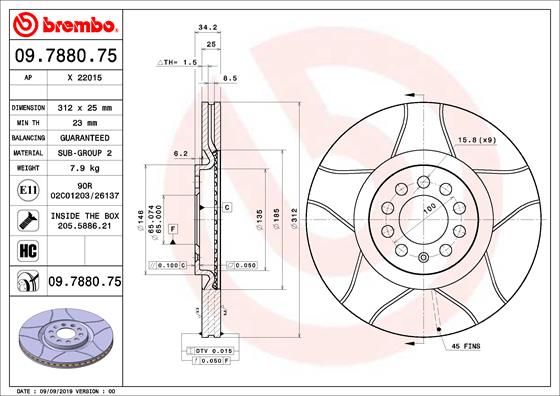 BREMBO 09.7880.75 Brake Disc