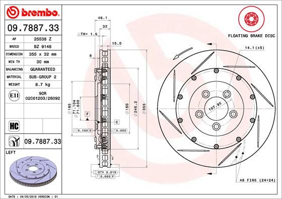 BREMBO 09.7887.33 Brake Disc