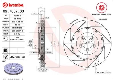 Brake Disc BREMBO 09.7887.33
