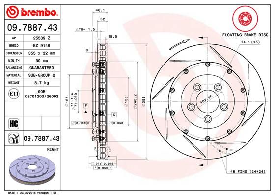BREMBO 09.7887.43 Brake Disc