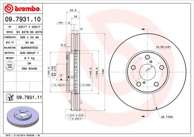 Brake Disc BREMBO 09.7931.11