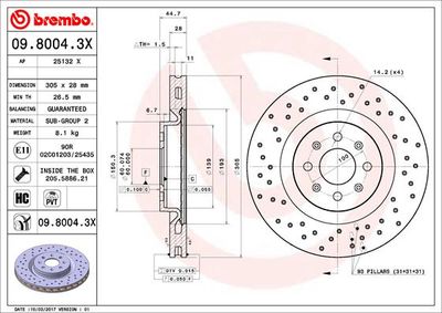 Brake Disc BREMBO 09.8004.3X