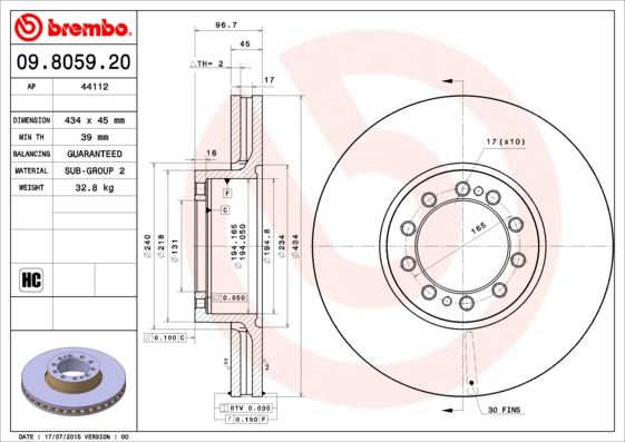 BREMBO 09.8059.20 Brake Disc