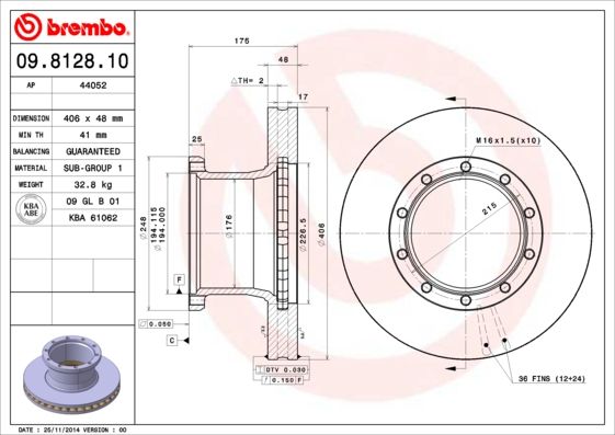 BREMBO 09.8128.10 Brake Disc