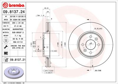 Brake Disc BREMBO 09.8137.24
