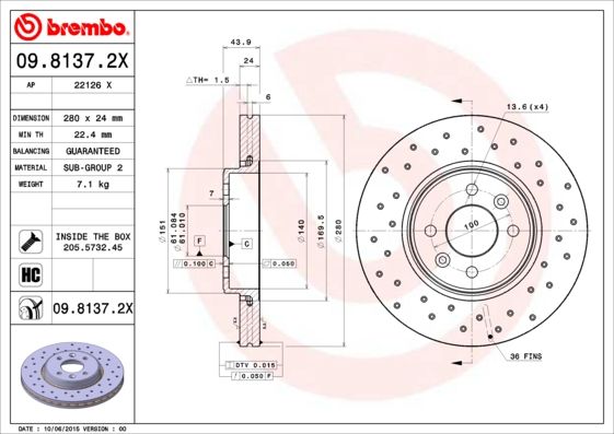 BREMBO 09.8137.2X Brake Disc