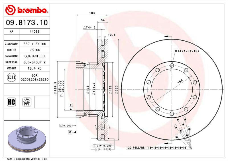 BREMBO 09.8173.10 Brake Disc