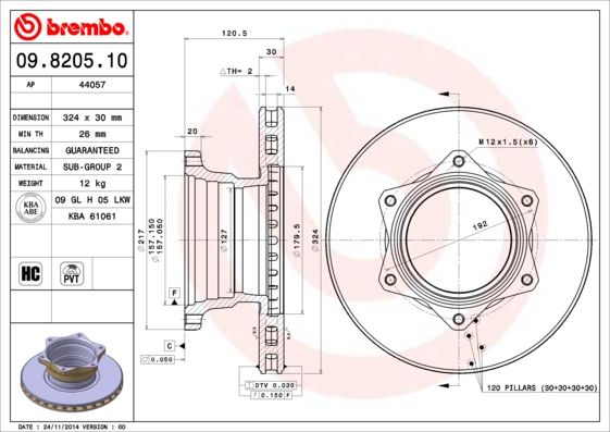 BREMBO 09.8205.10 Brake Disc