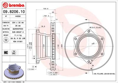 Brake Disc BREMBO 09.8206.10