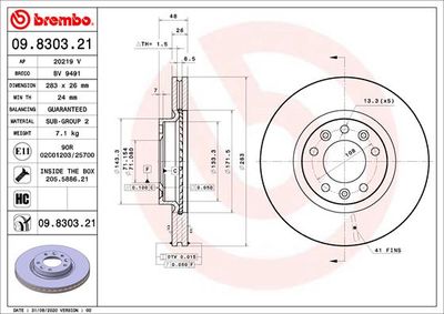 Brake Disc BREMBO 09.8303.21
